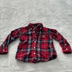 Wrangler Kids Red and Black Plaid Button Down Shirt